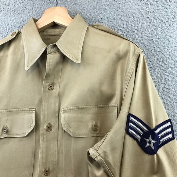 Vintage 1965 USAF Uniform Shirt Khaki Tan Button Up - Picture 3 of 11